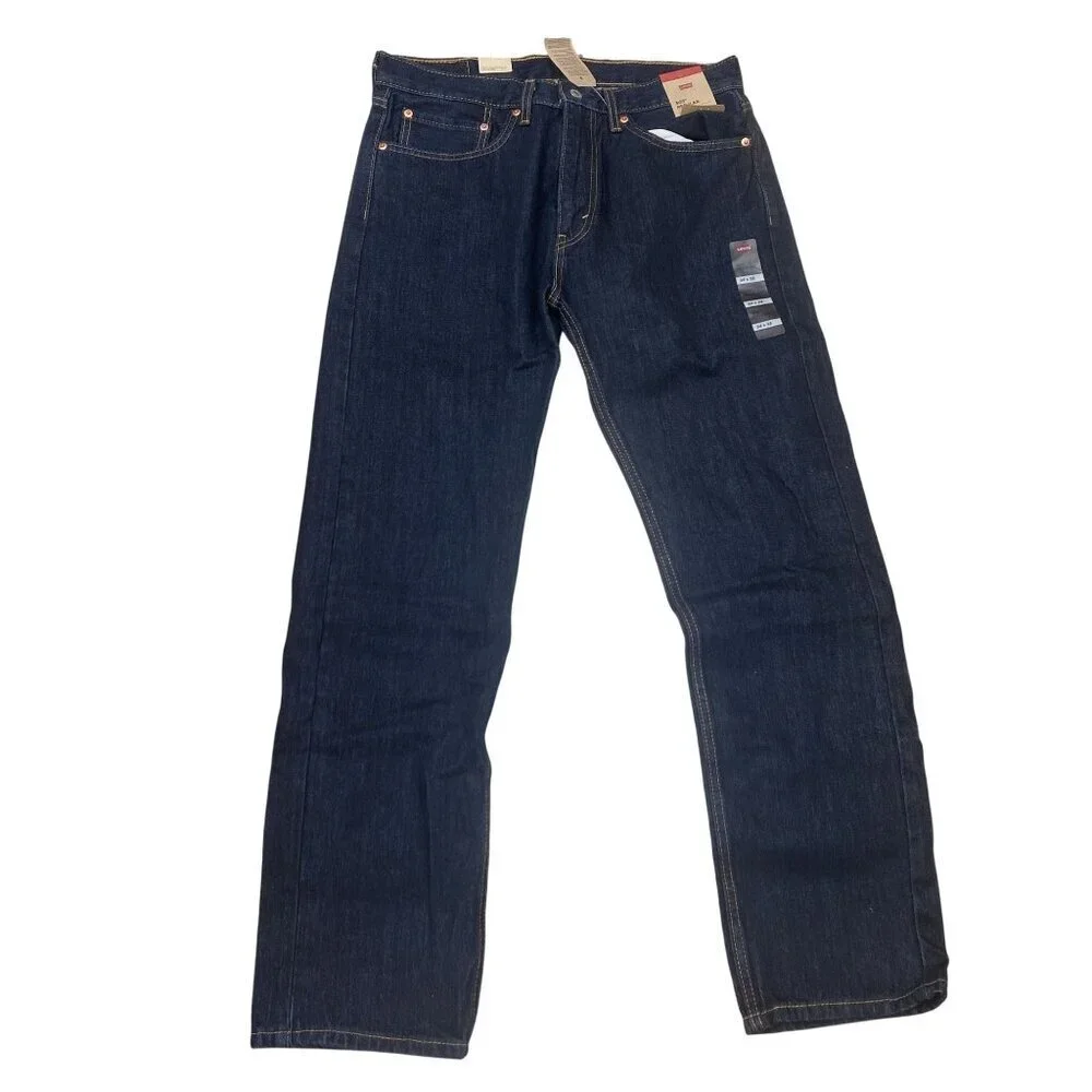 Levi's 505™ Regular Fit Men's Jeans Zip Fly Rinse - Dark Wash Size W34 L32 NWT